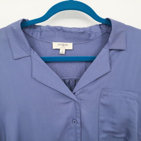 Umgee Lace Shirt Womens S Blue Twee Feminine Boho Grannycore‎ Slouchy Romantic - Picture 3 of 16